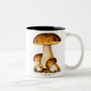 Vintager 1800s Pilz-essbare Pilz-Schablone Zweifarbige Tasse