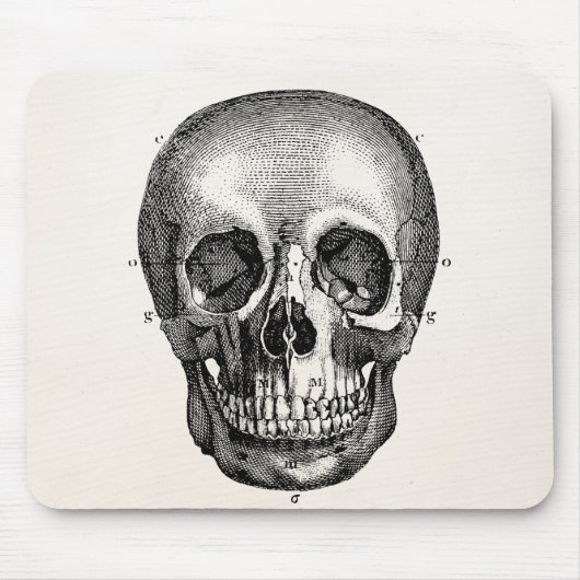Vintager 1800s Schädel-Retro Schädel Skeleton Mousepad (Vorne)