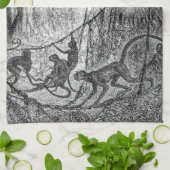 Vintager 1800s Spinnen-Affe-Dschungel-Affe Handtuch (Gefaltet)