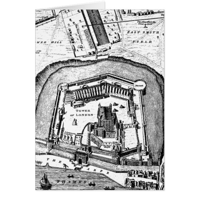 Vintager 1800s Tower von London Retro Karte (Vorne)