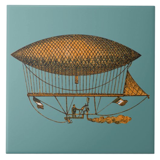 Vintager 1883 reisender Zeppelin Fliese (Vorderseite)