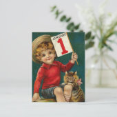 Vintager 1. Januar Postkarte (Stehend Vorderseite)