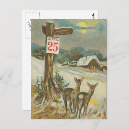 Vintager 25. Dezember Postkarte (Vorne/Hinten)