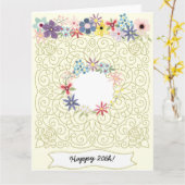 Vintager 25-jähriger romantischer Blumenrahmen Karte (Gelbe Blume)