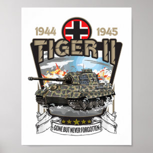 Vintager 2. Weltkrieg Deutscher Tank Tiger 2 II WW Poster