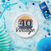Vintager 40. Geburtstag Sonnenuntergang Pappteller (Party)