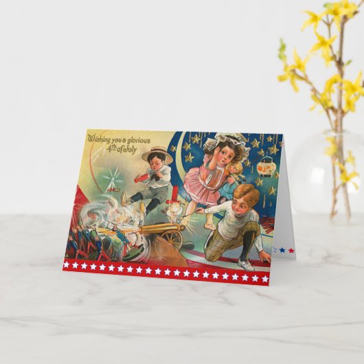 Vintager 4. Juli Card Karte (Gelbe Blume)