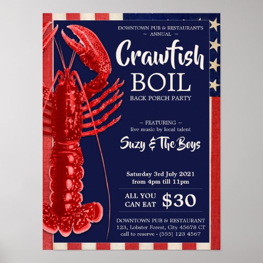 Vintager 4. Juli Crawfish Party Restaurant Poster (Vorne)