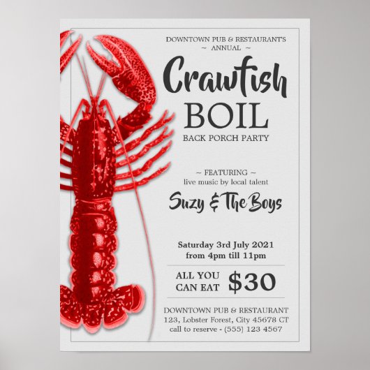 Vintager 4. Juli Crawfish Party Restaurant Poster (Vorne)