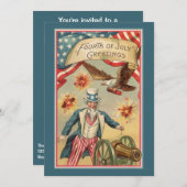 Vintager 4. Juli Feuerwerk mit Uncle Sam Einladung (Vorne/Hinten)