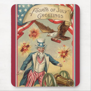 Vintager 4. Juli Feuerwerk mit Uncle Sam Mousepad