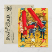 Vintager 4. Juli Feuerwerk Postkarte (Vorne/Hinten)