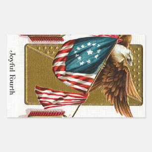 Vintager 4. Juli Flag und Adler Rechteckiger Aufkleber