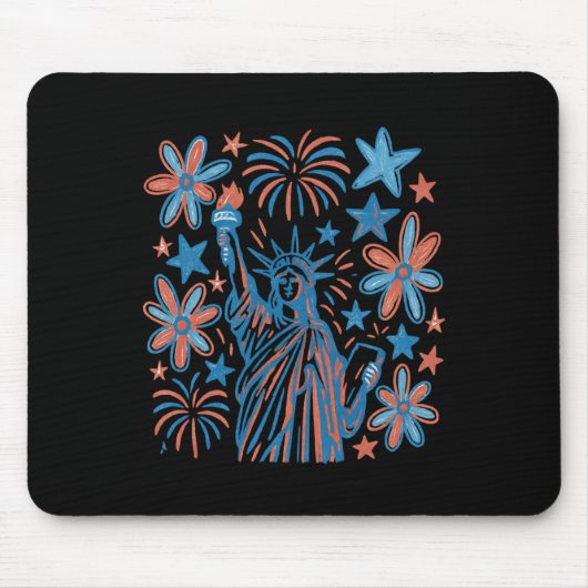 Vintager 4. Juli Freiheitsstatue lange Schläfchen Mousepad (Vorne)