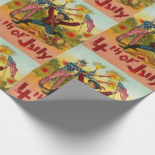 Vintager 4. Juli Geschenkpapier (Ecke)