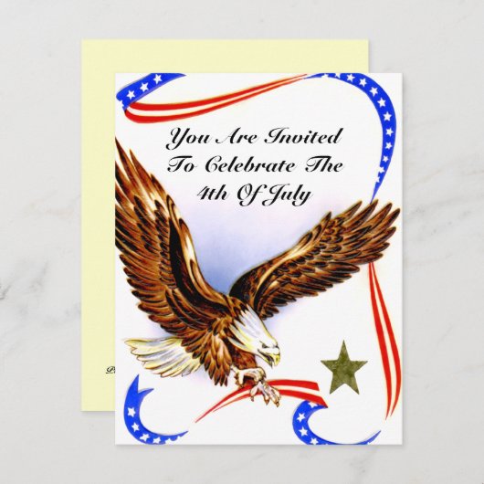 Vintager 4. Juli GRILLEN Einladung (Vorne/Hinten)