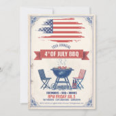 Vintager 4. Juli GRILLEN ID105 Einladung (Vorderseite)