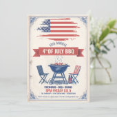 Vintager 4. Juli GRILLEN ID105 Einladung (Stehend Vorderseite)