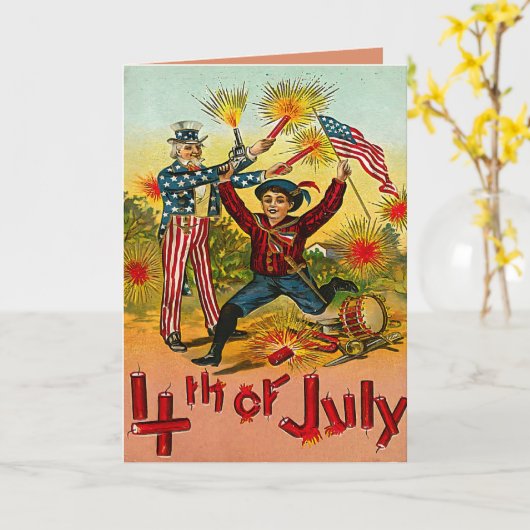 Vintager 4. Juli Karte (Gelbe Blume)