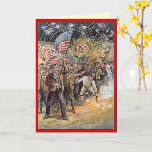 Vintager 4. Juli Karte (Gelbe Blume)