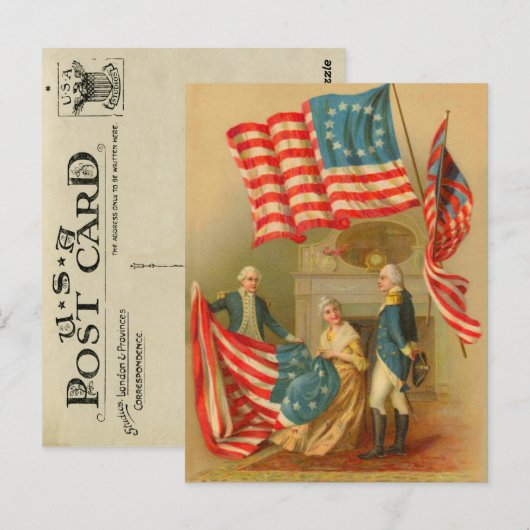 Vintager 4. Juli Postkarte (Vorne/Hinten)