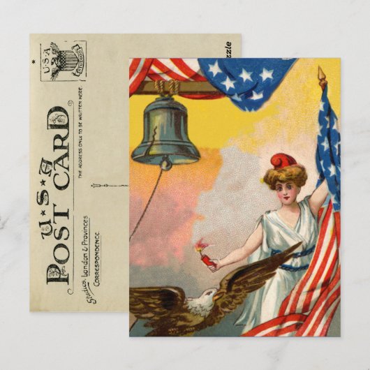 Vintager 4. Juli Postkarte (Vorne/Hinten)