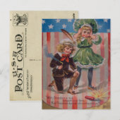 Vintager 4. Juli Postkarte (Vorne/Hinten)