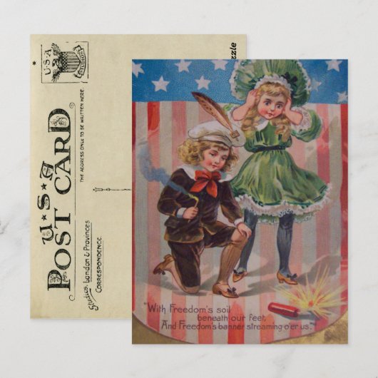 Vintager 4. Juli Postkarte (Vorne/Hinten)