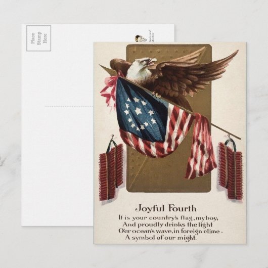 Vintager 4. Juli Postkarte (Vorne/Hinten)