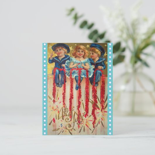 Vintager 4. Juli Postkarte (Stehend Vorderseite)