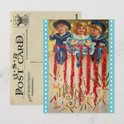 Vintager 4. Juli Postkarte (Vorne/Hinten)