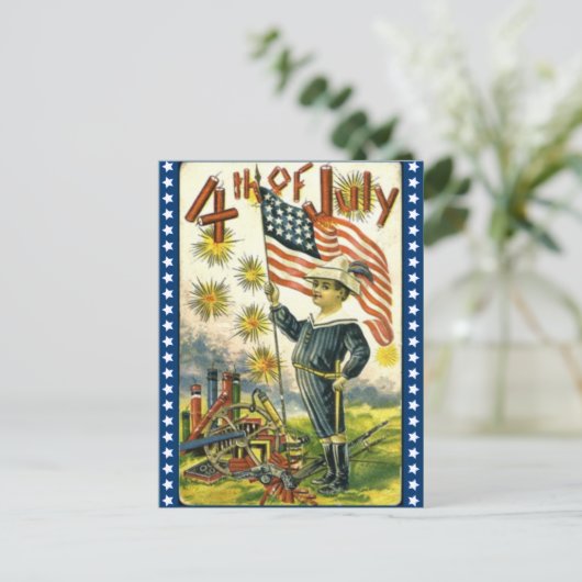 Vintager 4. Juli Postkarte (Stehend Vorderseite)
