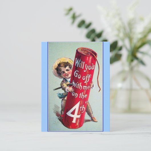 Vintager 4. Juli Postkarte (Stehend Vorderseite)