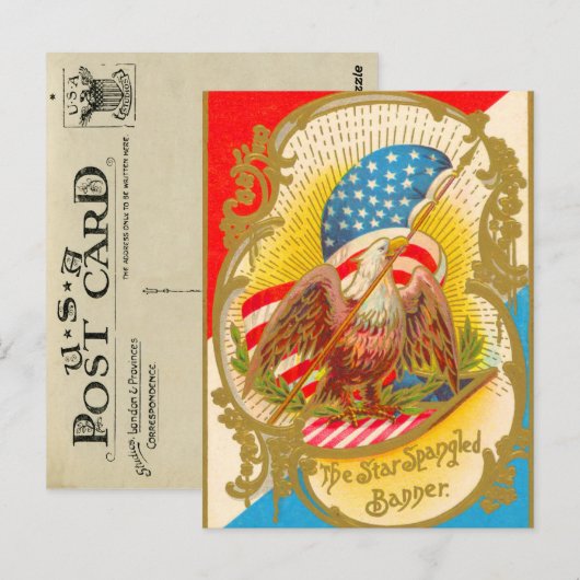 Vintager 4. Juli Postkarte (Vorne/Hinten)