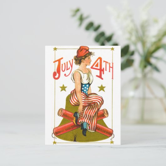 Vintager 4. Juli Postkarte (Stehend Vorderseite)