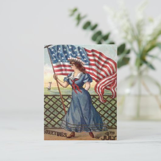 Vintager 4. Juli Postkarte (Stehend Vorderseite)