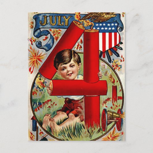 Vintager 4. Juli Postkarte (Vorderseite)