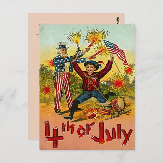 Vintager 4. Juli Postkarte (Vorne/Hinten)