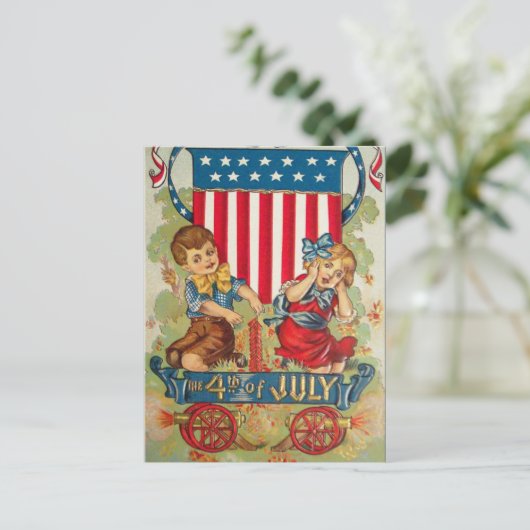 Vintager 4. Juli Postkarte (Stehend Vorderseite)