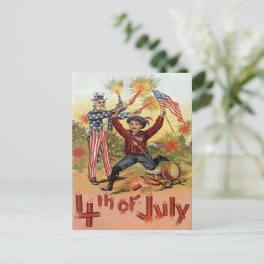 Vintager 4. Juli Postkarte (Stehend Vorderseite)