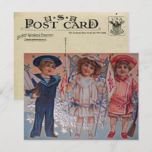 Vintager 4. Juli Postkarte (Vorne/Hinten)