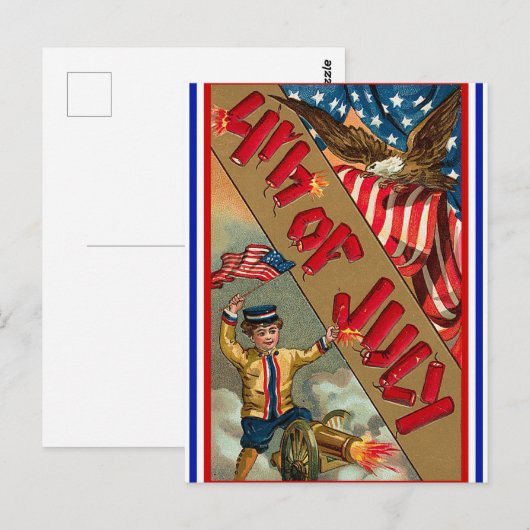 Vintager 4. Juli Postkarten (Vorne/Hinten)