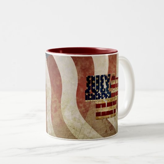 Vintager 4. Juli Unabhängigkeitstag Zweifarbige Tasse (VorderseiteRechts)