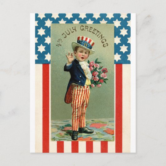 Vintager 4. Juli Young Uncle Sam Postkarte (Vorderseite)