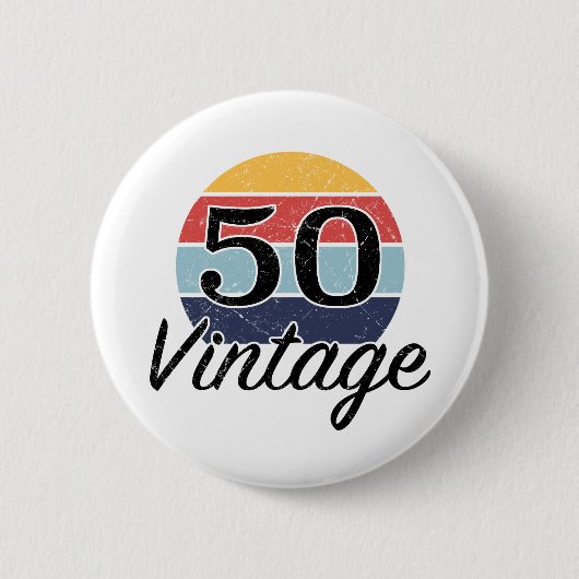Vintager 50. Geburtstag Sonnenuntergang Button (Vorderseite)