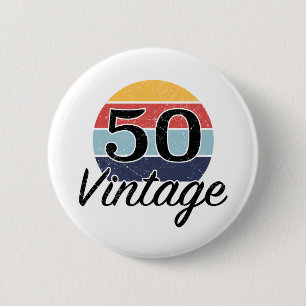 Vintager 50. Geburtstag Sonnenuntergang Button