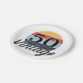 Vintager 50. Geburtstag Sonnenuntergang Pappteller (Schrägansicht)