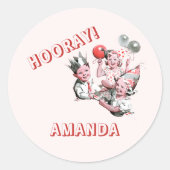 Vintager 50er Classic Simple Children - Geburtsnam Runder Aufkleber (Vorderseite)