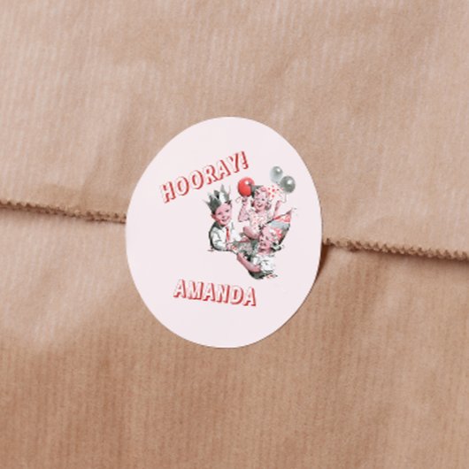 Vintager 50er Classic Simple Children - Geburtsnam Runder Aufkleber