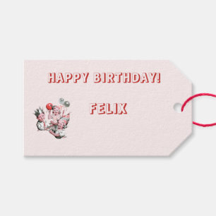 Vintager 50er Happy Birthday Children Party Name Geschenkanhänger